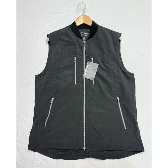SCOTTeVEST The 101 Vest Men’s M Blue Full Zip Sleeveless Travel Utility 9Pockets - Picture 1 of 15